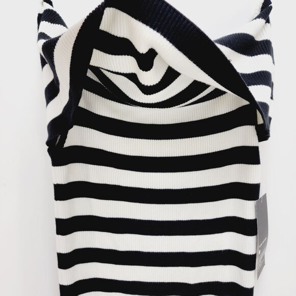 Broadway shirt Black & White Striped Off-Shoulder Ribbed Size S - Picture 7 of 9